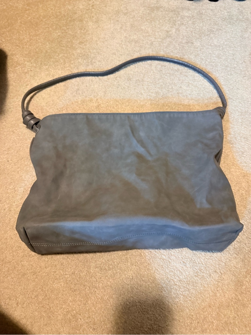 8 Other Reasons Gray Leather Logo Patch Shoulder Bag